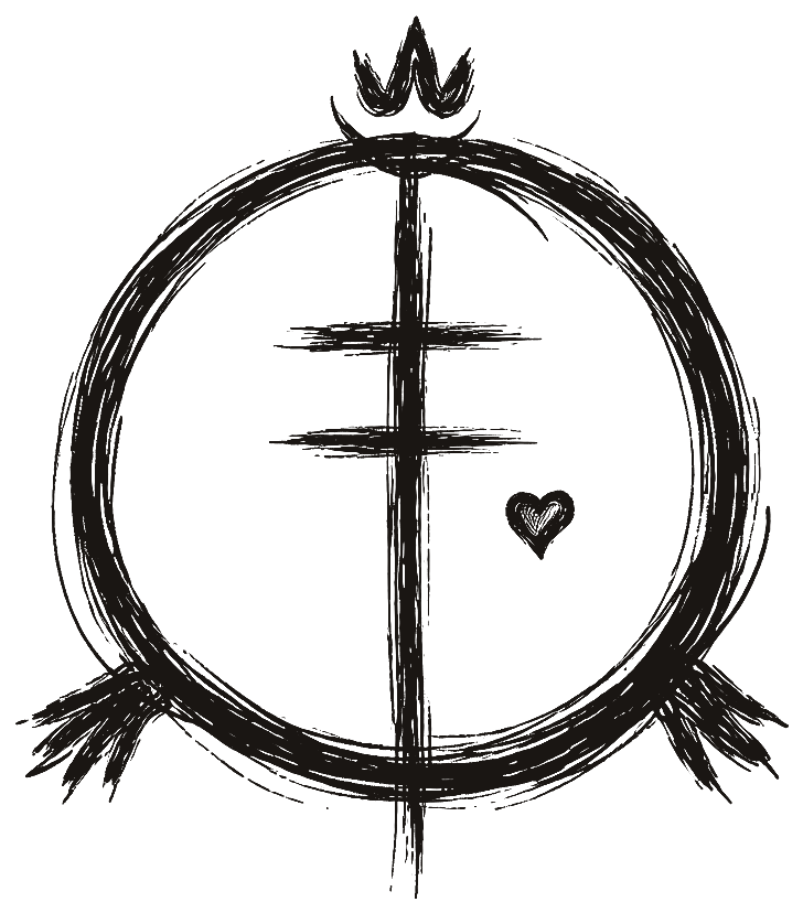 A crowned circle sigil with a small heart